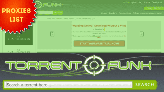 TorrentFunk Proxy 100% Working Proxy List & Torrent Funk Alternatives